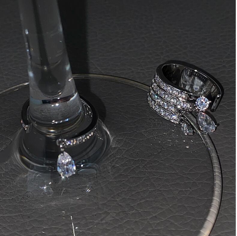 2024 Top Trend: Sier Water Drop Cubic Zirconia Adjustable Ring