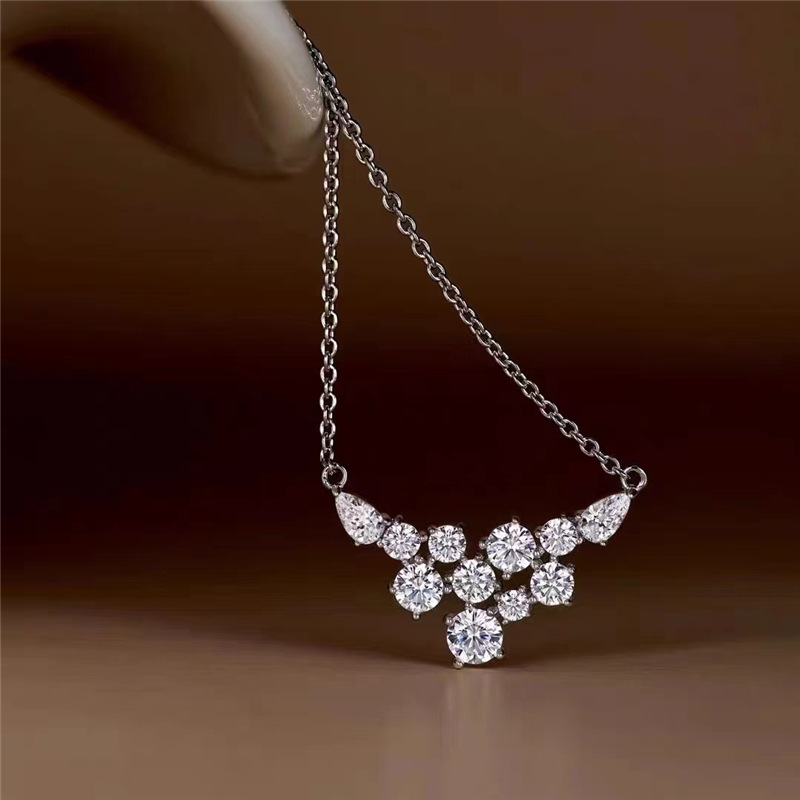 Elegant Sterg Sier Moissanite Dia Water Pendant Necklace for Women