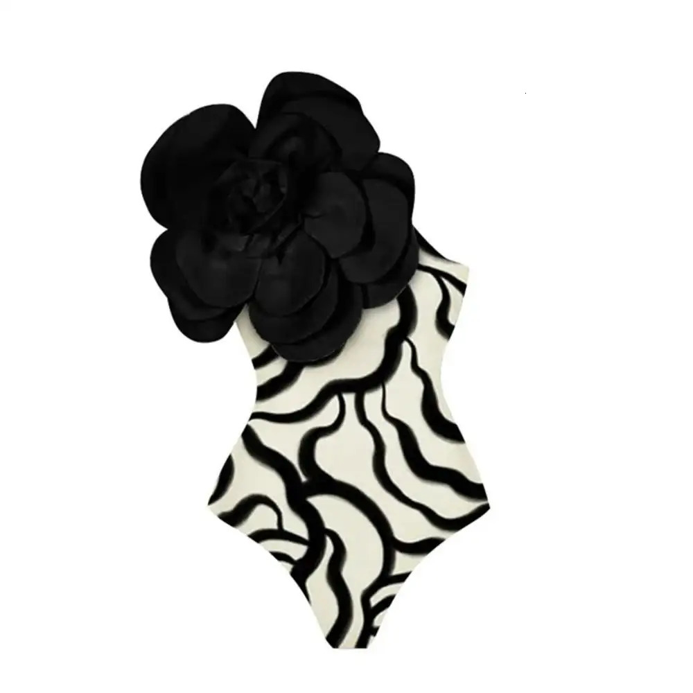 2024 Flower One Piece Swimsuit Women Swimwear Monokini Bodysuit White Swim Suit Bathing Suit Belt Beach Wear Summer 240506