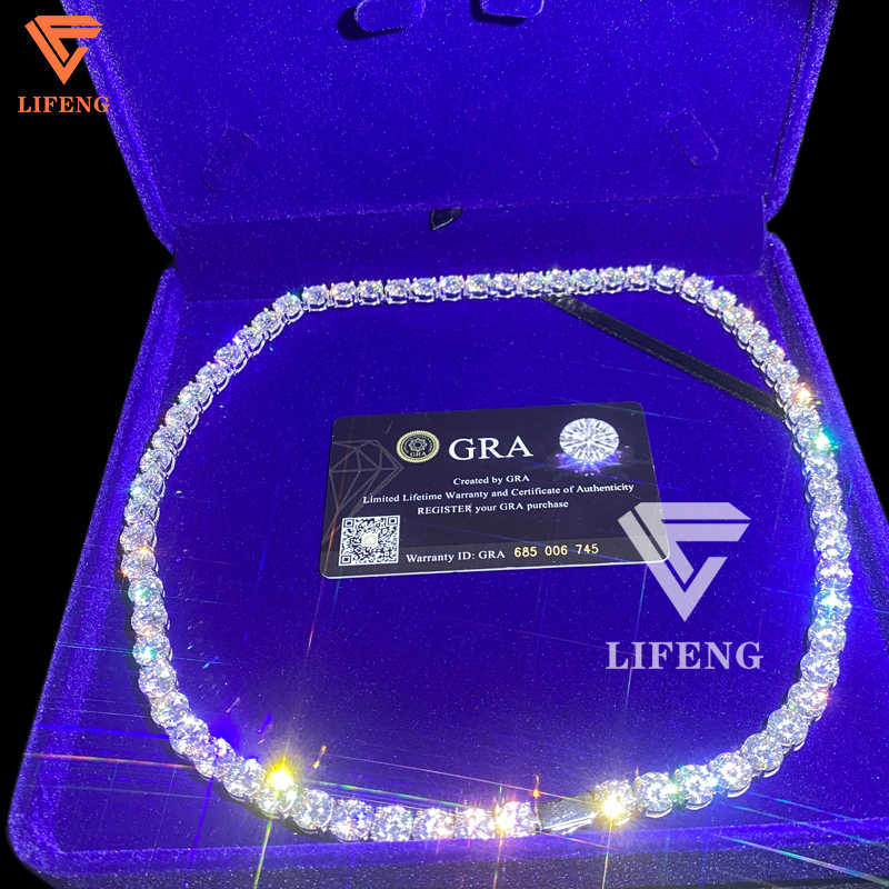 New Arrival Deluxe Fine Jewelry 925 Silver Necklace 8MM Iced Out VVS Moissanite Diamonds High Quality Tennis Chain for Men Women