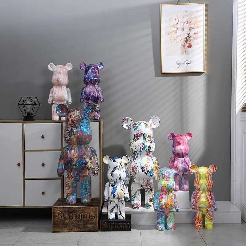 Decorative Objects Figurines 28CM cartoon bear statue image Korean home decoration modern living room decoration Nordic shelf sculpture decoration dec