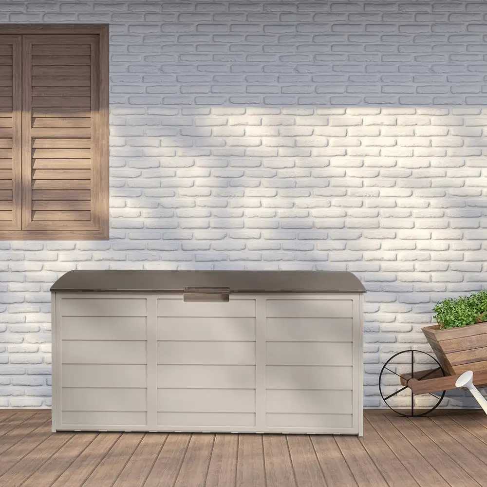 Storage Boxes Bins Outdoor 75 gallon resin deck box storage courtyard garden bench waterproofing Q240506