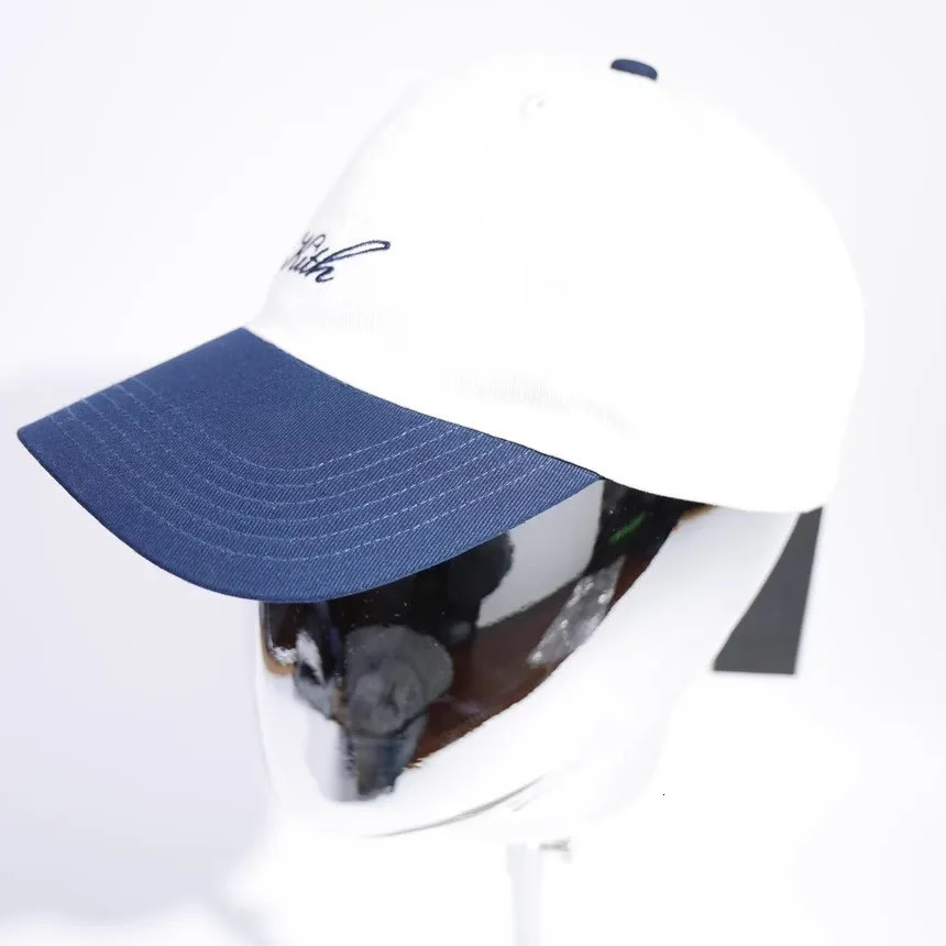 Summer Letter Embroidery Blue White Curved Brim Baseball Cap For Men Women Soft Top Hat Adjustable Sunshade Accessories 240426