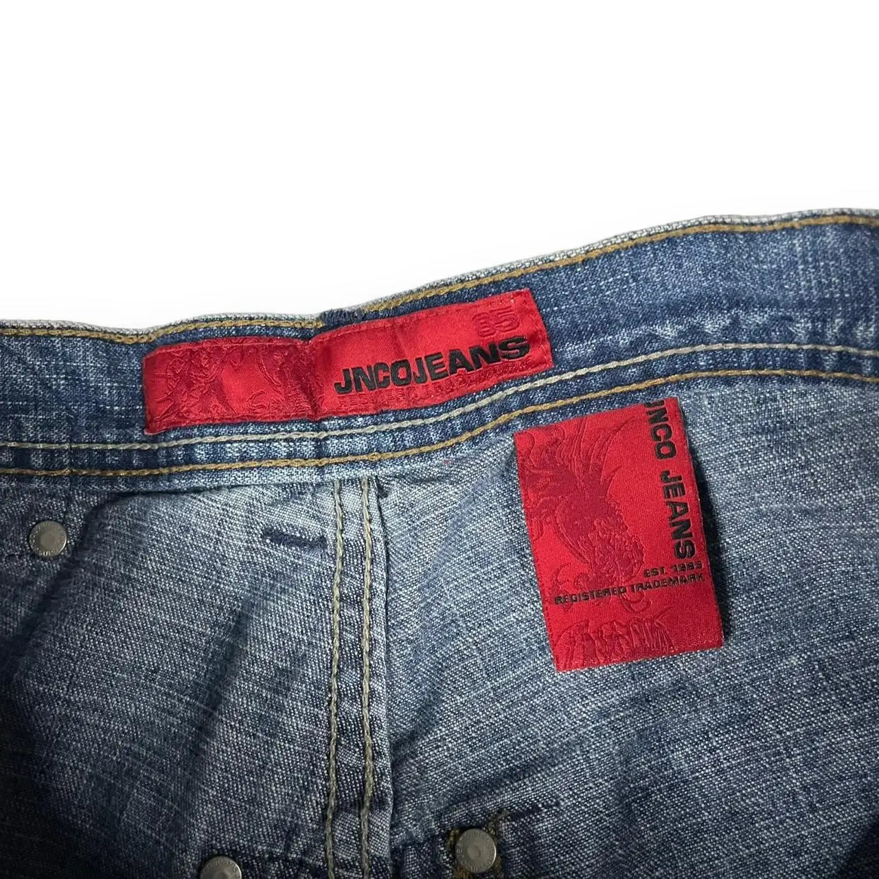 Streetwear JNCO Wide Leg Jeans Men Y2K Hip Hop Harajuku Eagle Embroidered Retro Denim Pants Casual Baggy High Waist Trousers 240429