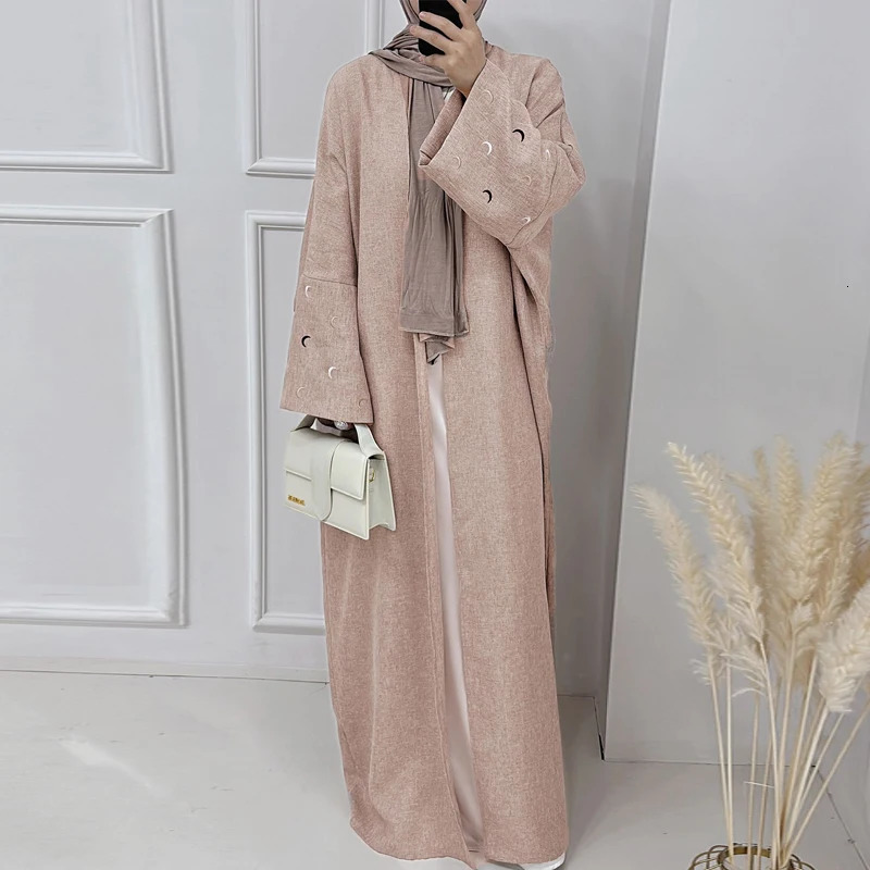 Ramadan Khimar Abaya Saudi Arabia Turkey Islam Embroidery Moon Muslim Cardigan Dress Prayer Clothes African Dresses For Women 240506