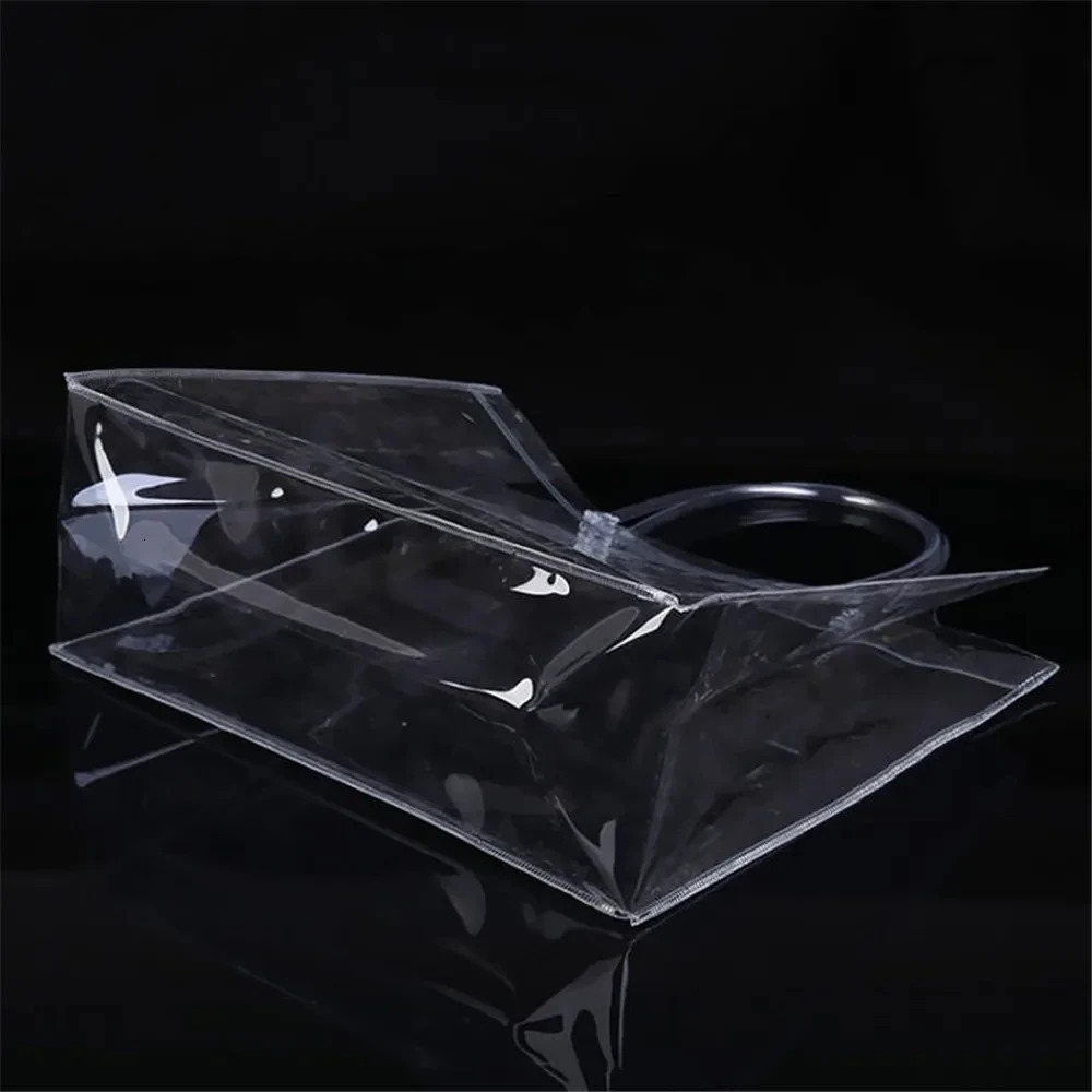 Women Clear Tote Bag PVC Transparent Handbag with Handle Shoulder Beach Trendy Bolsa De Regalo Shopping bags for Ladies 240506