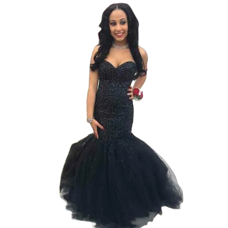 Mermaid Glitter Sequined Prom Dresses Sweetheart Long Graduation Party Dress Floor Length Navy Black Birthday Evening Gowns 2024 Beaded Special Ocn We