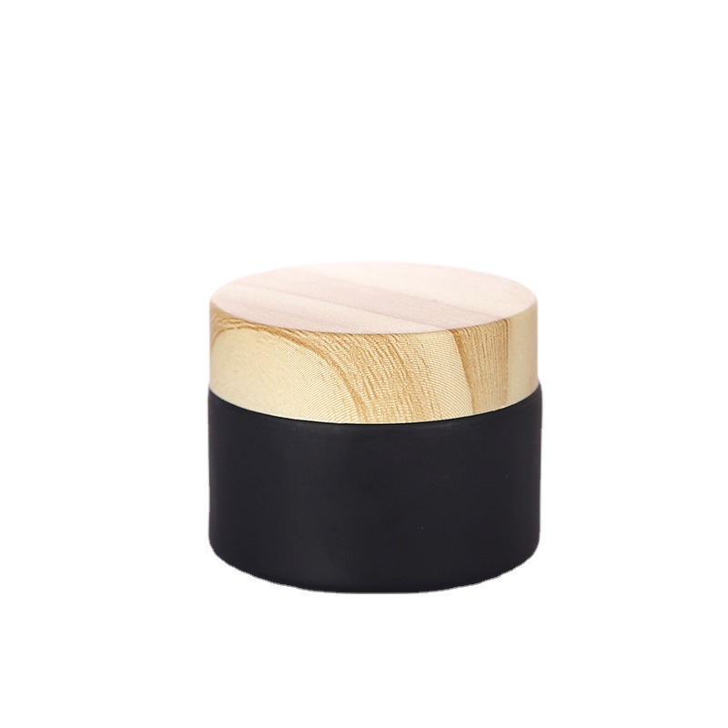 1oz 2 oz 4 oz Cosmetic Black Frosted Glass Eye Cream Container Skincare Face Cream Jar with Bamboo Lid