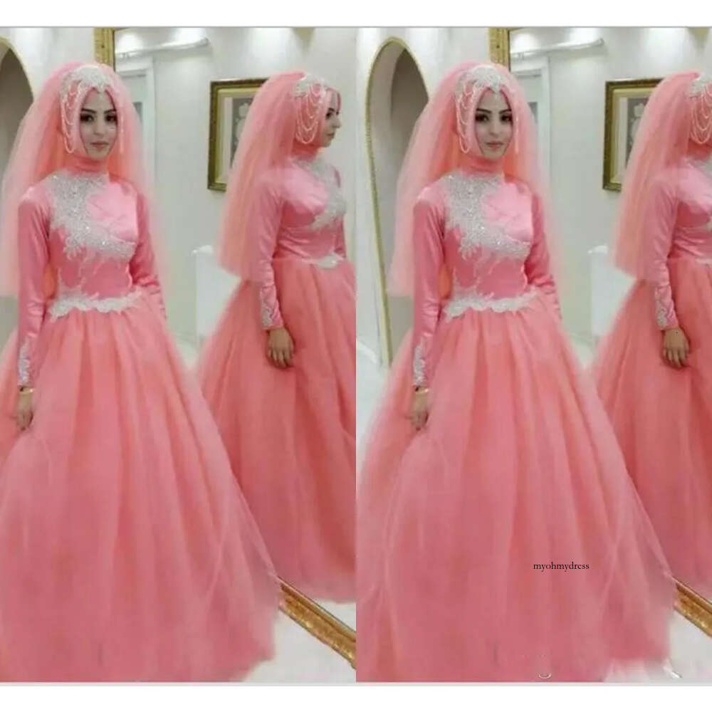 2020 New Arrival A Line Evening Zipper Long Sleeve Lace Applique Sequins Formal Dresses Floor Length High Neck Party Gown 0508