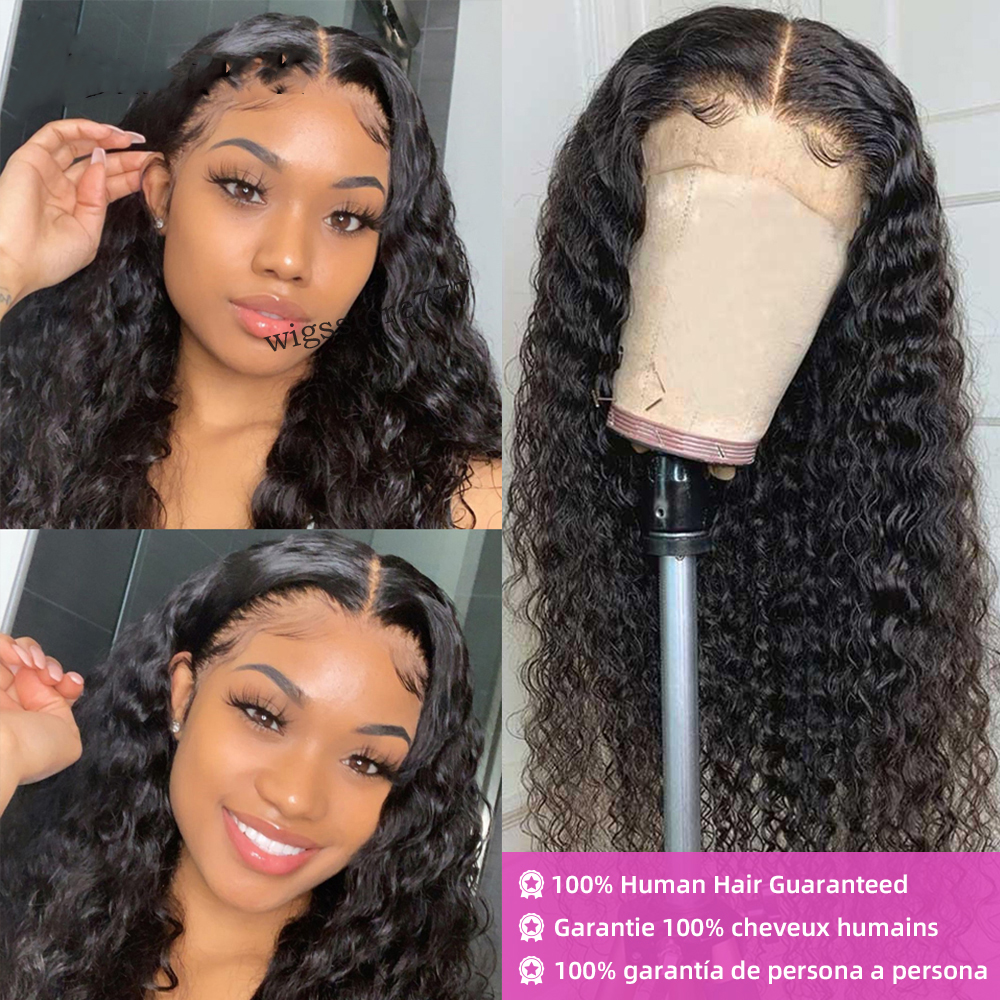 Humanhair kinky Hd Transparent Lace Front Human Hair Wigs Preplucked Curly Lace Frontal Deep Wave Glueless Wig Human Hair Ready To Wear Lace Wig