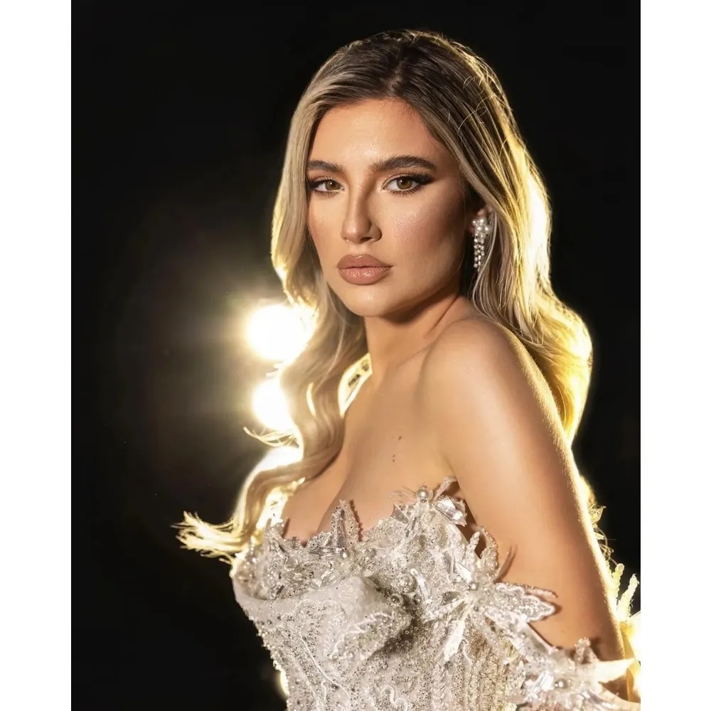 Stunningbride 2024 Luxurious Beads Arabic Wedding Dresses Ball Gown Off The Shoulder Lace Bridal Dress Applique Sequins Custom Made