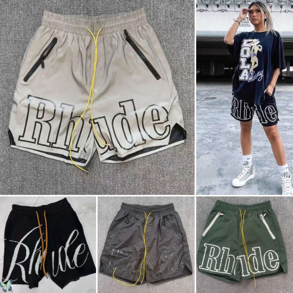 Designer RHUDE Shorts Mens Short Beach Mesh Street Sweatpants Basketball men limited swim knee length hip hop high sports training elastic waist 1005ess