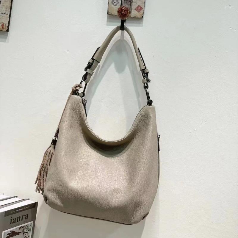 Free Shipping Totes European And American Style Genuine Leather Women's Bag Underarm Cowhide Tassel Shoulder Tote Ladies' Large Designer Bag