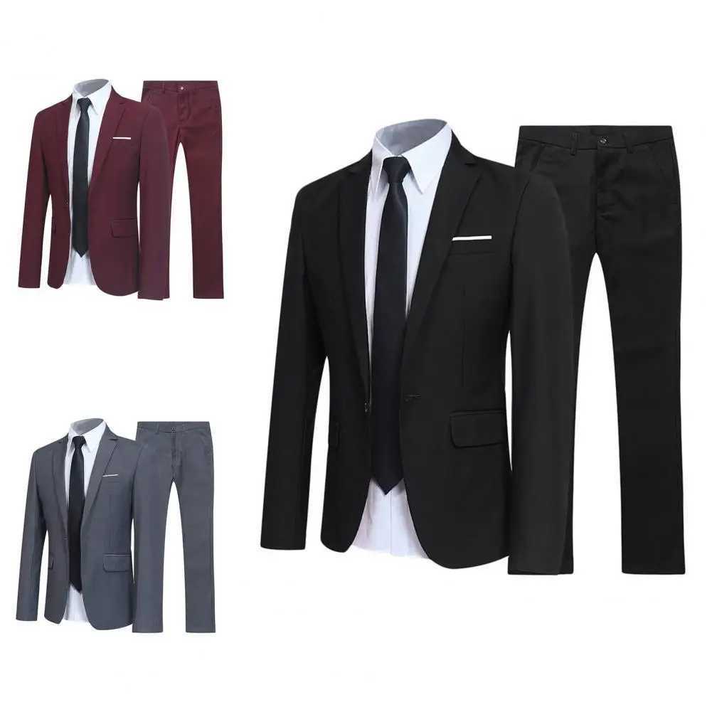 Men's Suits Blazers Formal set fashionable button pocket jacket mens business formal turn around collar date Q240507