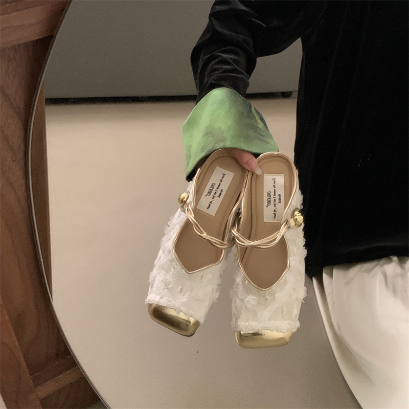 Half Gentle Women Baotou Retro 2024 Spring or Summer New Soft Sole Cool Slippers for Fashion Lhshoe f