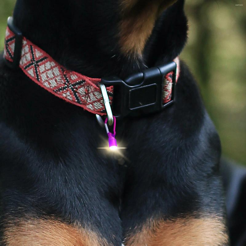 Dog Collars Dog Collars 4Pc Portable Aluminum Pet Cat Puppy LED Flashing Blinker Light Safety Collar Tag (Red Blue Purple Pink) H250219
