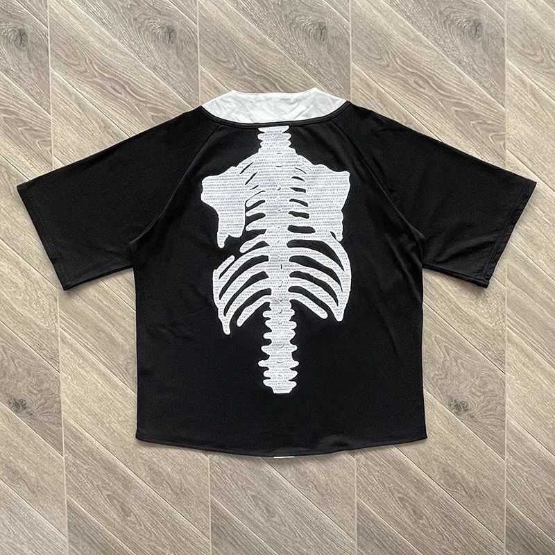 Men's T-Shirts Patchwork Kapital Kountry Baseball Short Slve Shirt Men Women 1 1 Best Quty Bone Embroidery Letter Loose Shirt Top Ts T240508