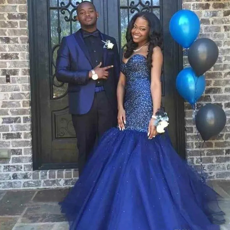 Mermaid Glitter Sequined Prom Dresses Sweetheart Long Graduation Party Dress Floor Length Navy Black Birthday Evening Gowns 2024 Beaded Special Ocn We