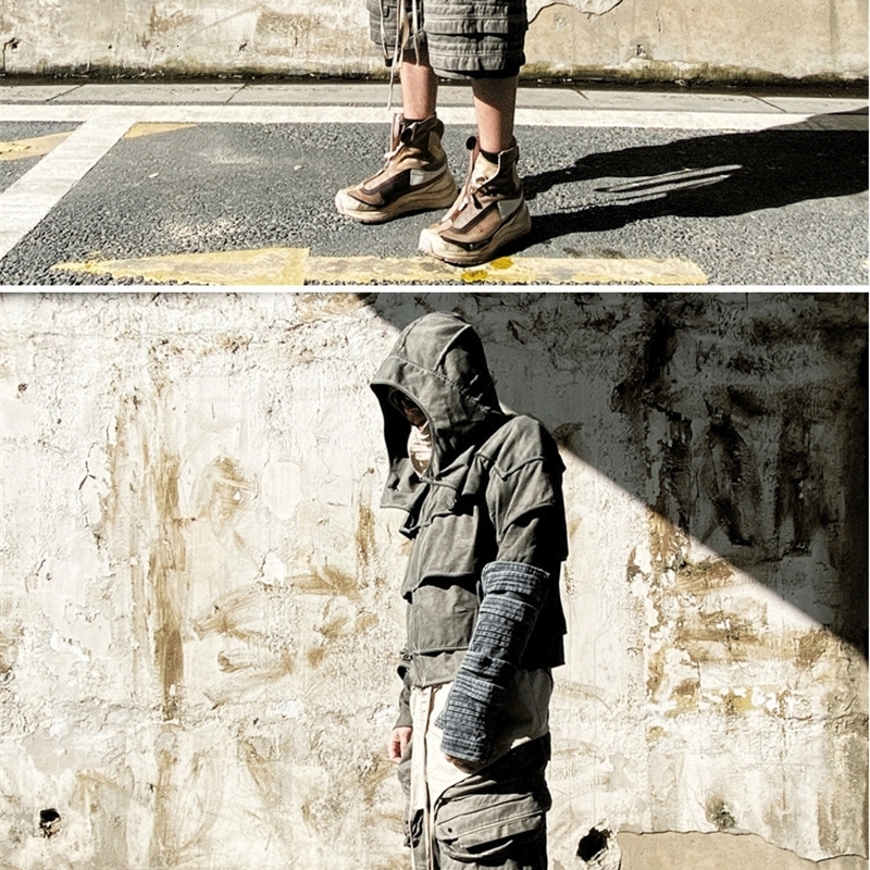 Seveyfan Mens Distressed Functional Cargo Shorts Oversize Drop Crotch Shorts Streetwear Oversize Short Jeans 240508