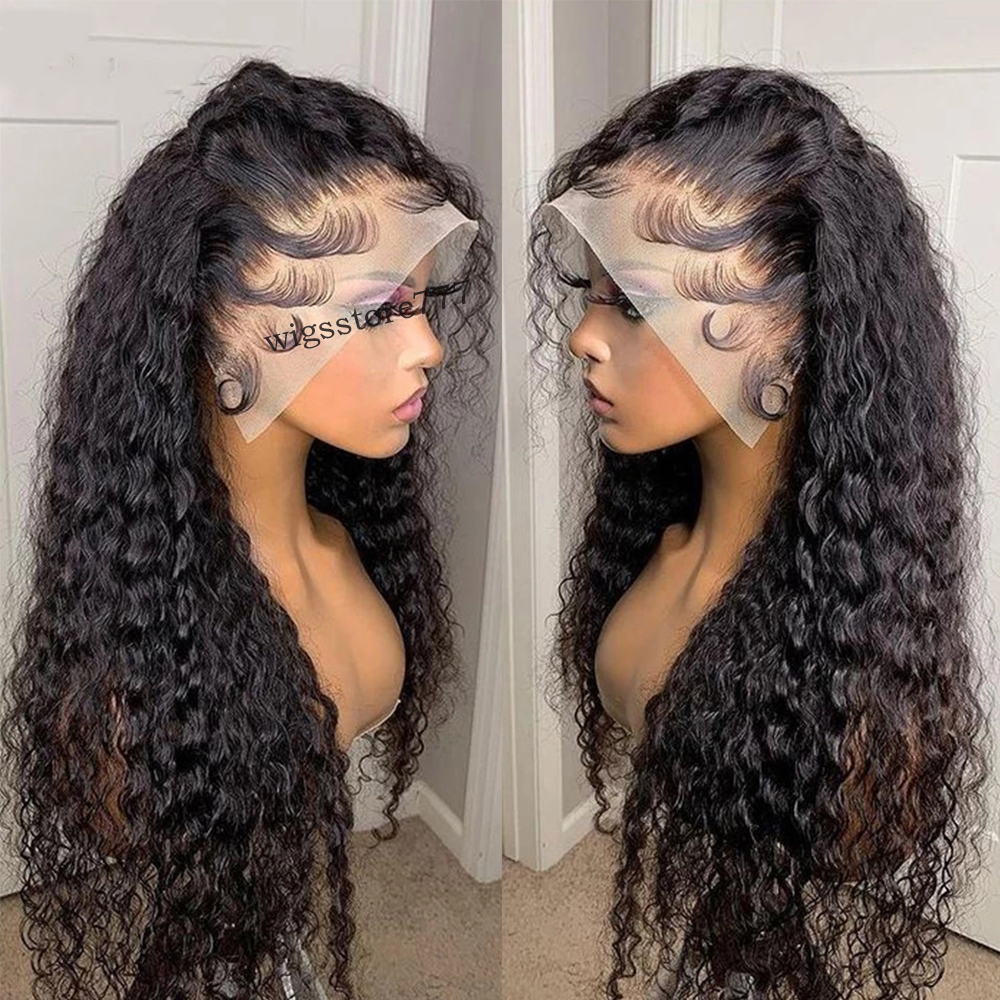 Humanhair kinky Hd Transparent Lace Front Human Hair Wigs Preplucked Curly Lace Frontal Deep Wave Glueless Wig Human Hair Ready To Wear Lace Wig