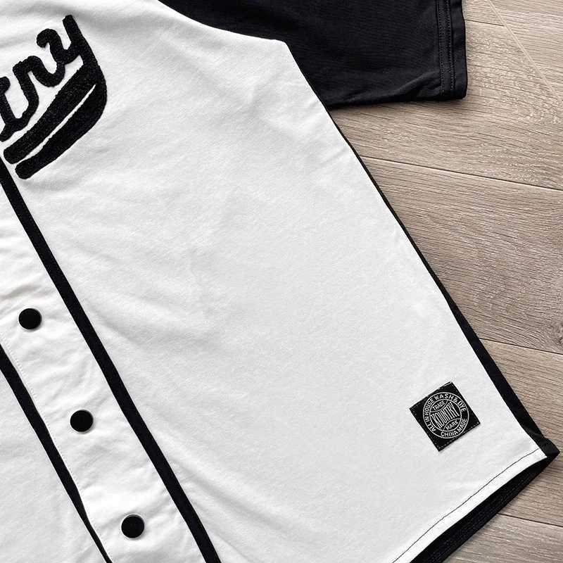 Men's T-Shirts Patchwork Kapital Kountry Baseball Short Slve Shirt Men Women 1 1 Best Quty Bone Embroidery Letter Loose Shirt Top Ts T240508