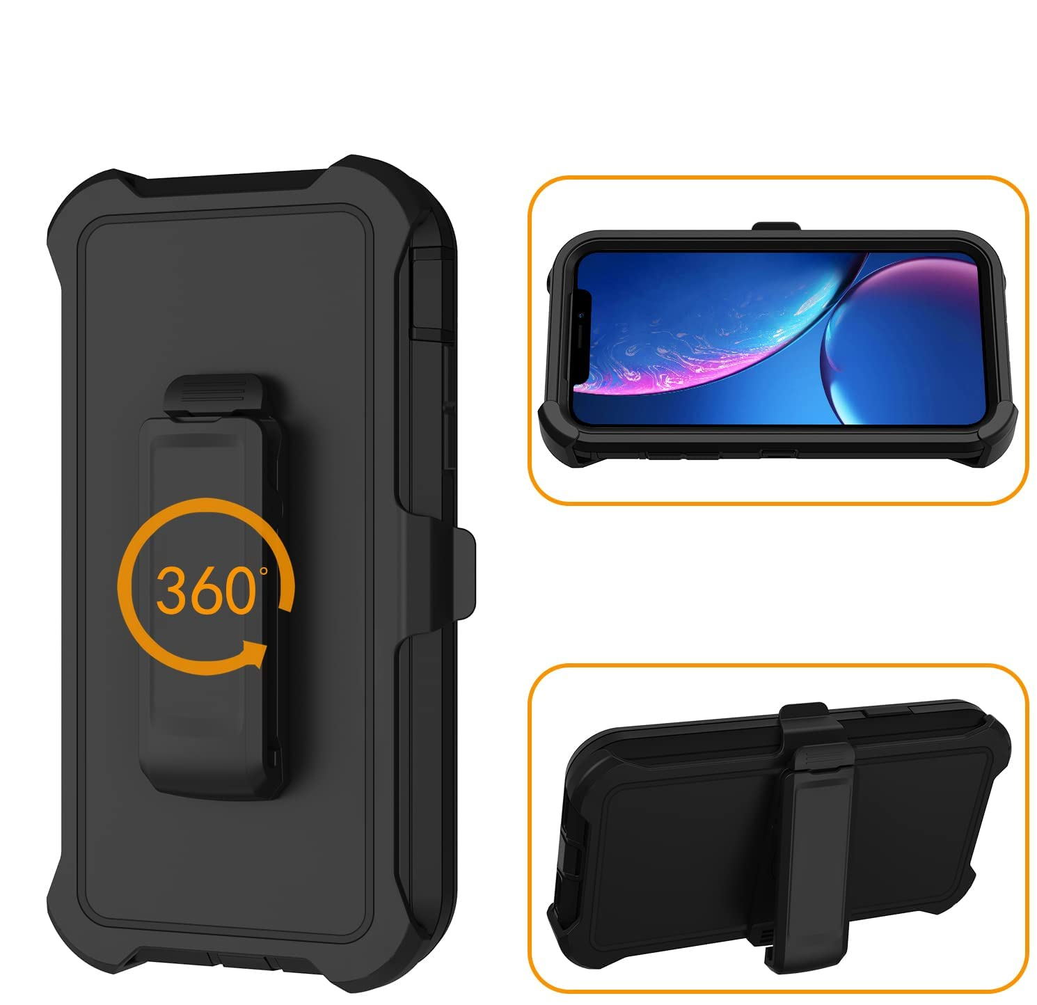 Defender Heavy Duty Shockproof with Belt Clip Phone Cases for iPhone 17 16 16E 15 14 13 12 11 Pro Max Samsung S25FE S26 Moto Style 5G