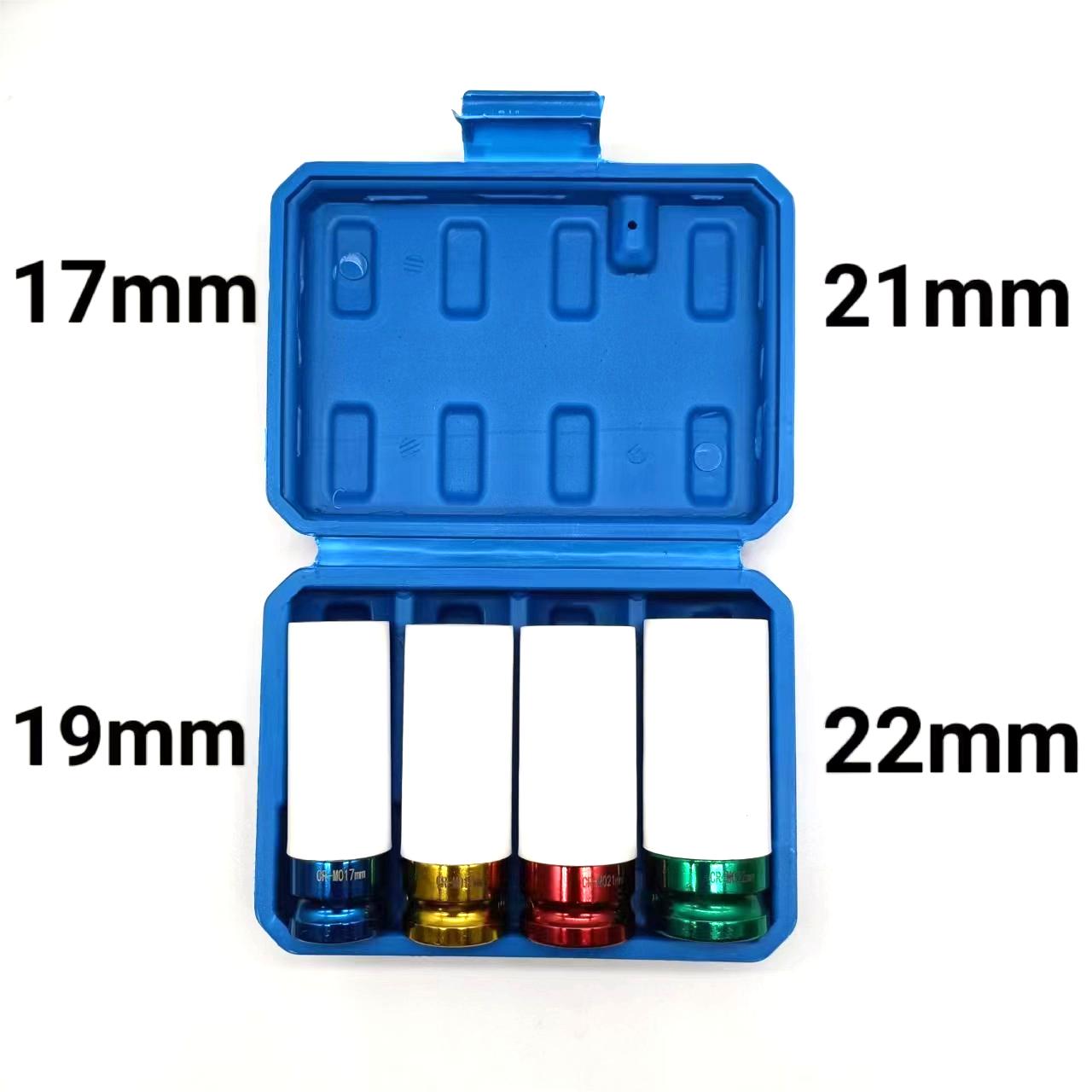 Professional Grade 1/2' Four Piece Repairing Tool Kit - Durable Impact Socket Set with Colored Identification