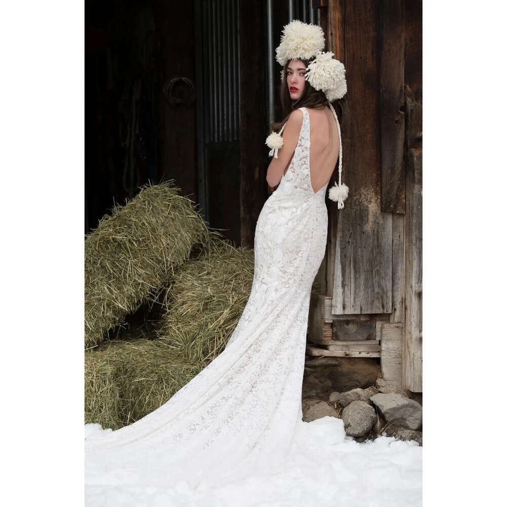 With Long Lace Train Mermaid Dresses Full Backless Designer Wedding Dress Custom Made Plus Size Bridal Gowns 6660306