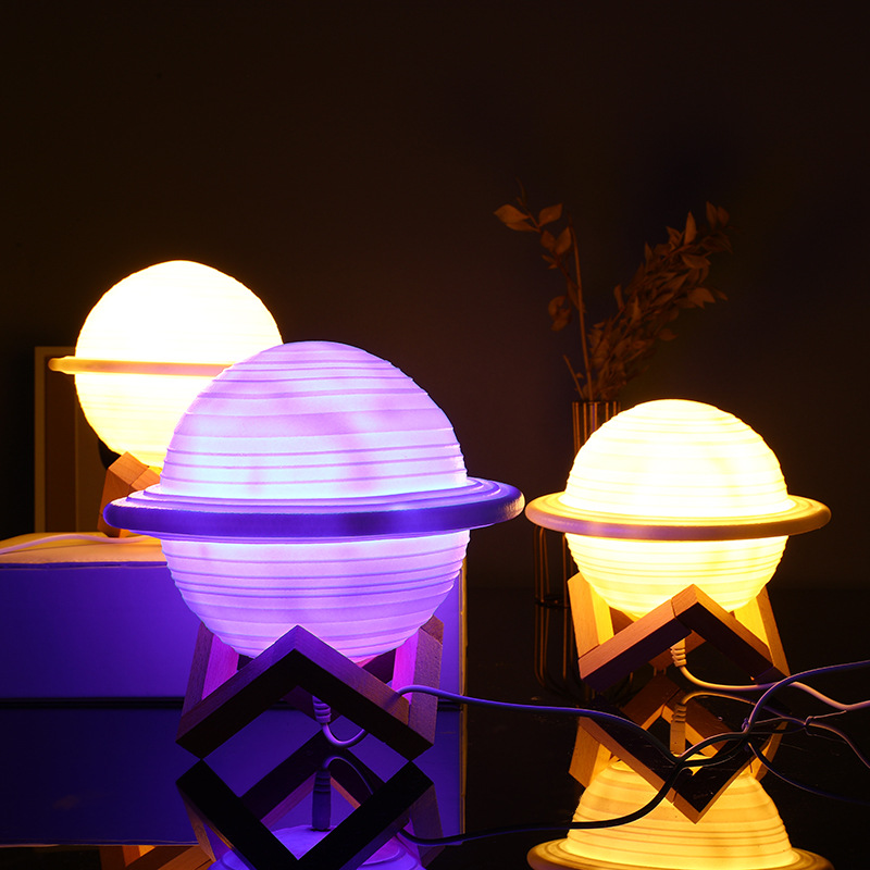 Astronomical Atmosphere: Colorful Saturn Planetary Night Light for Relaxation