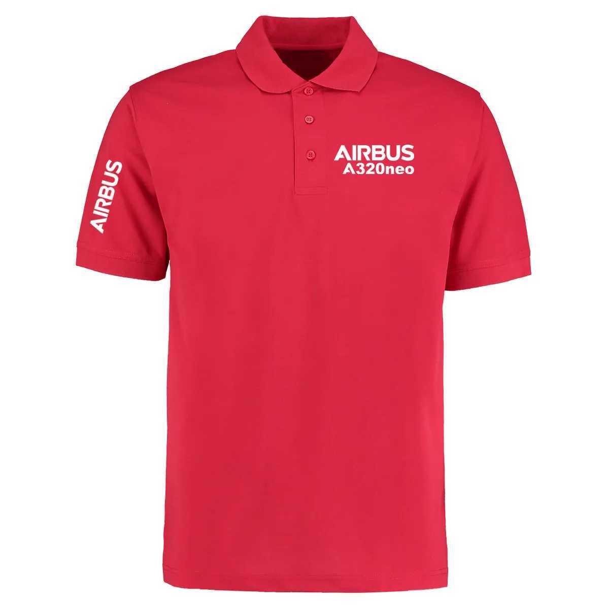 Men's Polos New Top T-shirt Fashion Leisure Aircraft Pilot Mens Cotton Polo Shirt Airbus A320neo Printed Q240508