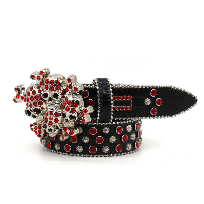 Mens fashion bb simon belts skull rhie waistband PU punk trend Halloween gift cinture for woman designer belt