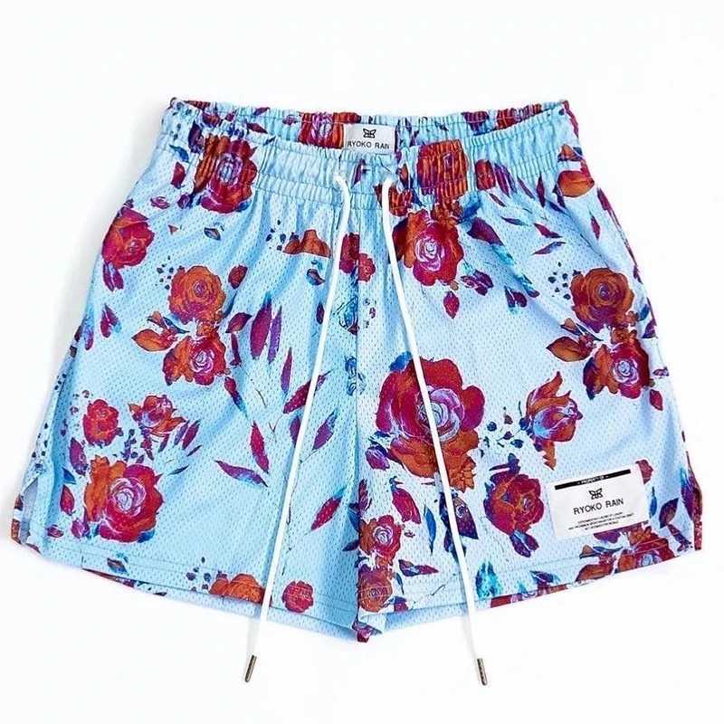 Men's Shorts RYOKO RAIN New summer mens shorts men and womens fashion beach seaside casual shorts mesh sports quick-drying quarter pants Y240507