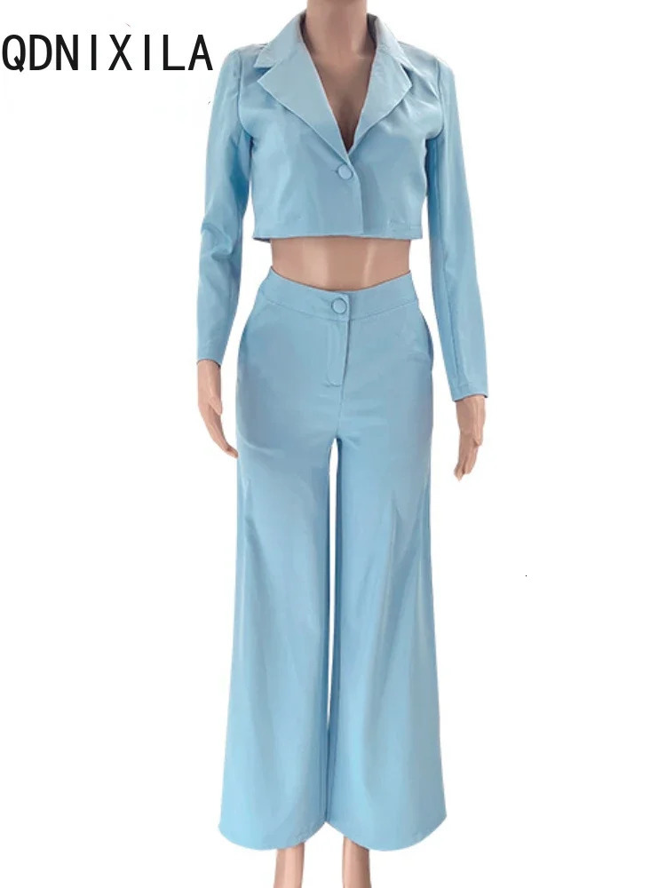 2 Piece Sets Womens Outfits Fashion Office Ladies Cropped Blazer and High Waist Pant Women Elegant Suits 240423