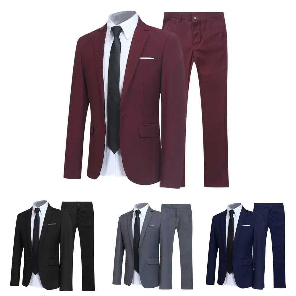 Men's Suits Blazers Formal set fashionable button pocket jacket mens business formal turn around collar date Q240507