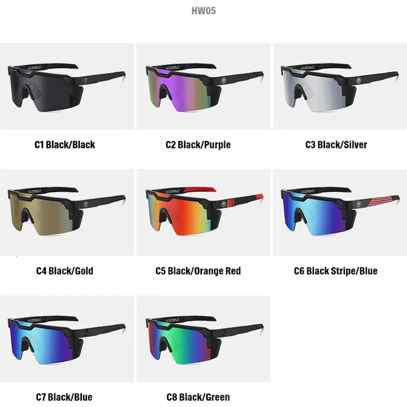 fashionglass Heat wave crossborder selling cycling pilot goggles highquality genuine film outdoor sports sunglasses HW05 240416