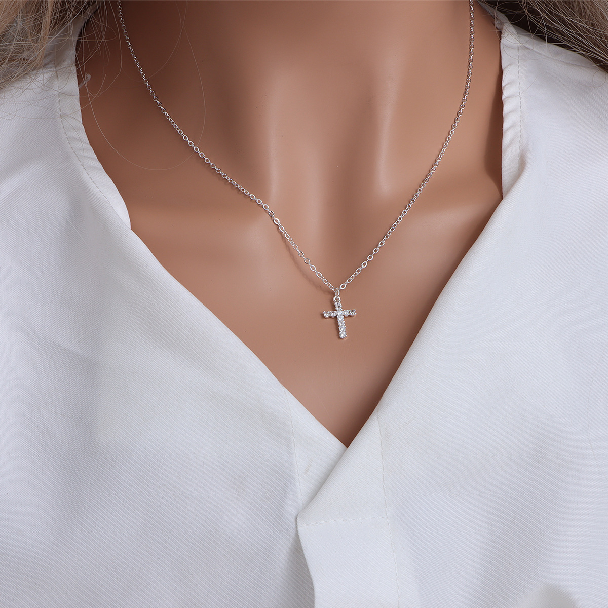 Pendant Necklaces Cubic Zirconia Cross Necklace18k Gold Plated Layering Jewelry Dainty For Women Religious Jewellery Gift