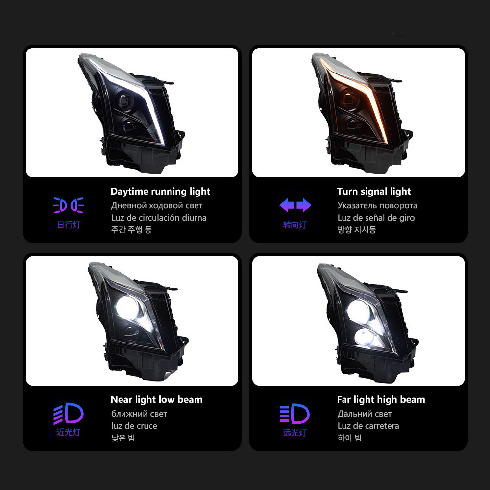 Headlight For Cadillac ATS 2014-20 17 LED Streamer Steering Day Running Turning Signal Head Lamps Assembly