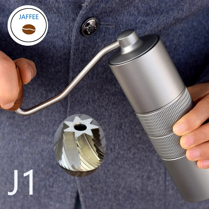 JAFFEE J0/J1 manual coffee grinder with 38mm 5-core/7-core burrs 3 bearings portable coffee grinder adjustable espresso grinder 240506