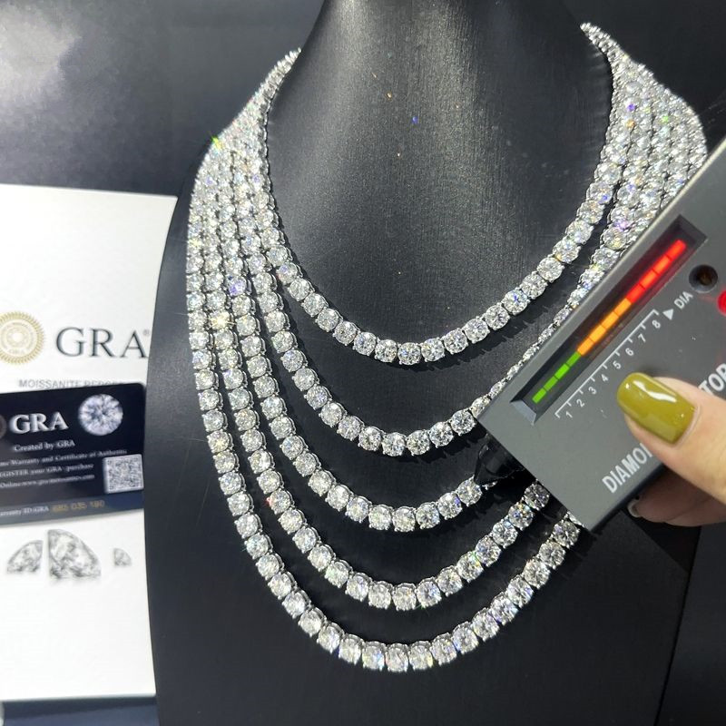2mm 3mm VVS Moissanite Tennis Chain 7-24 inch Women's and Men's Bracelet Necklace