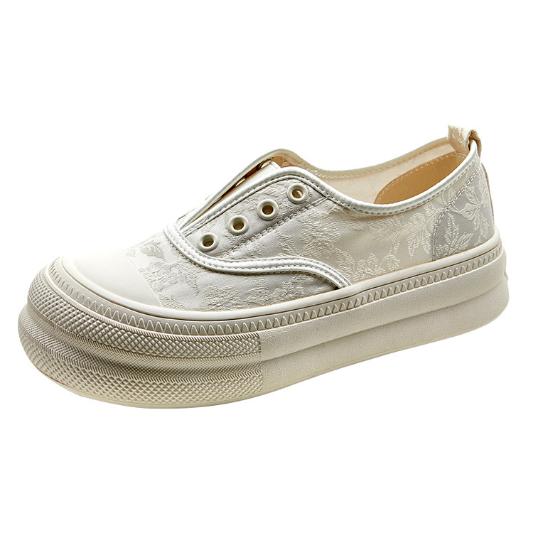 new Chinese style women's 2024 summer lazy person kic thick soled round ugly and cute big toe printed forged surface board shoes Lhshoe