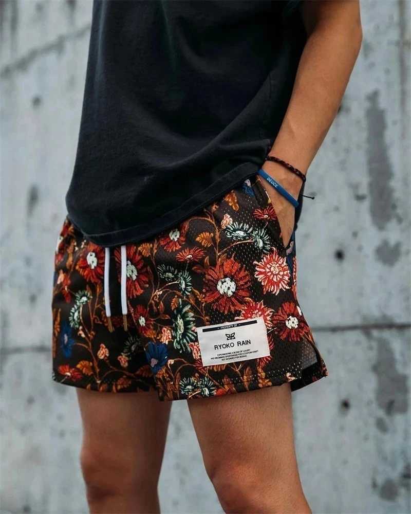 Men's Shorts RYOKO RAIN New summer mens shorts men and womens fashion beach seaside casual shorts mesh sports quick-drying quarter pants Y240507