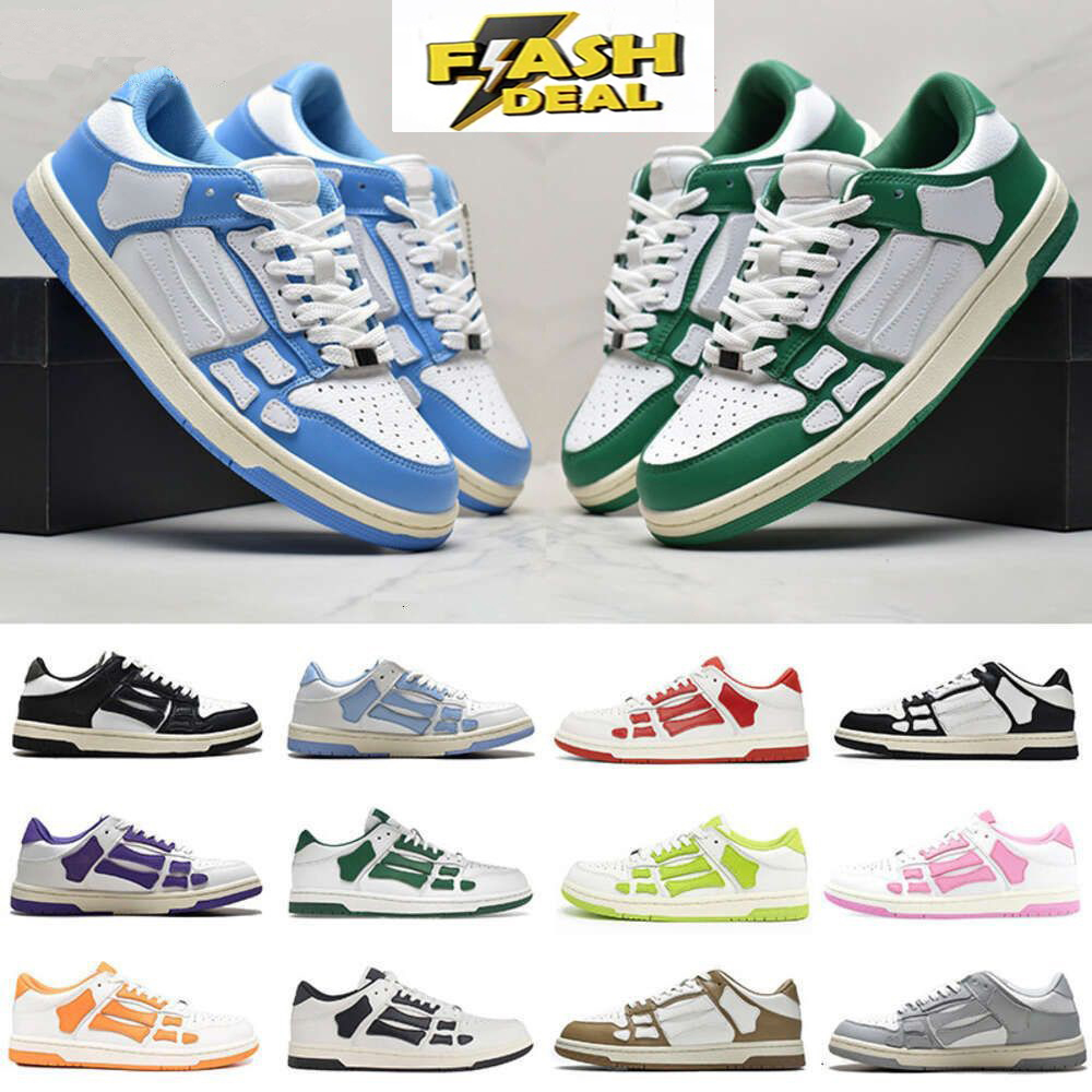 TOP HI AMRI SKEL Sneakers BANDANA Spring Sneaker AMIRl Men Women Casual Shoes Designer Low Shoe Leather Bones Applique Upper EVA Footbed Sport 35-45