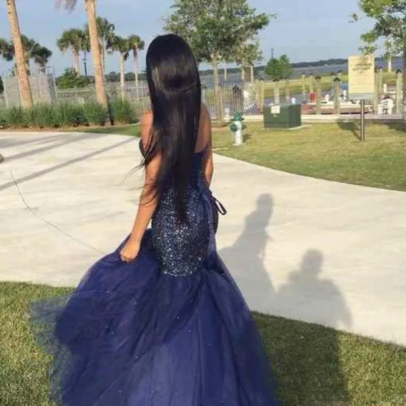 Mermaid Glitter Sequined Prom Dresses Sweetheart Long Graduation Party Dress Floor Length Navy Black Birthday Evening Gowns 2024 Beaded Special Ocn We