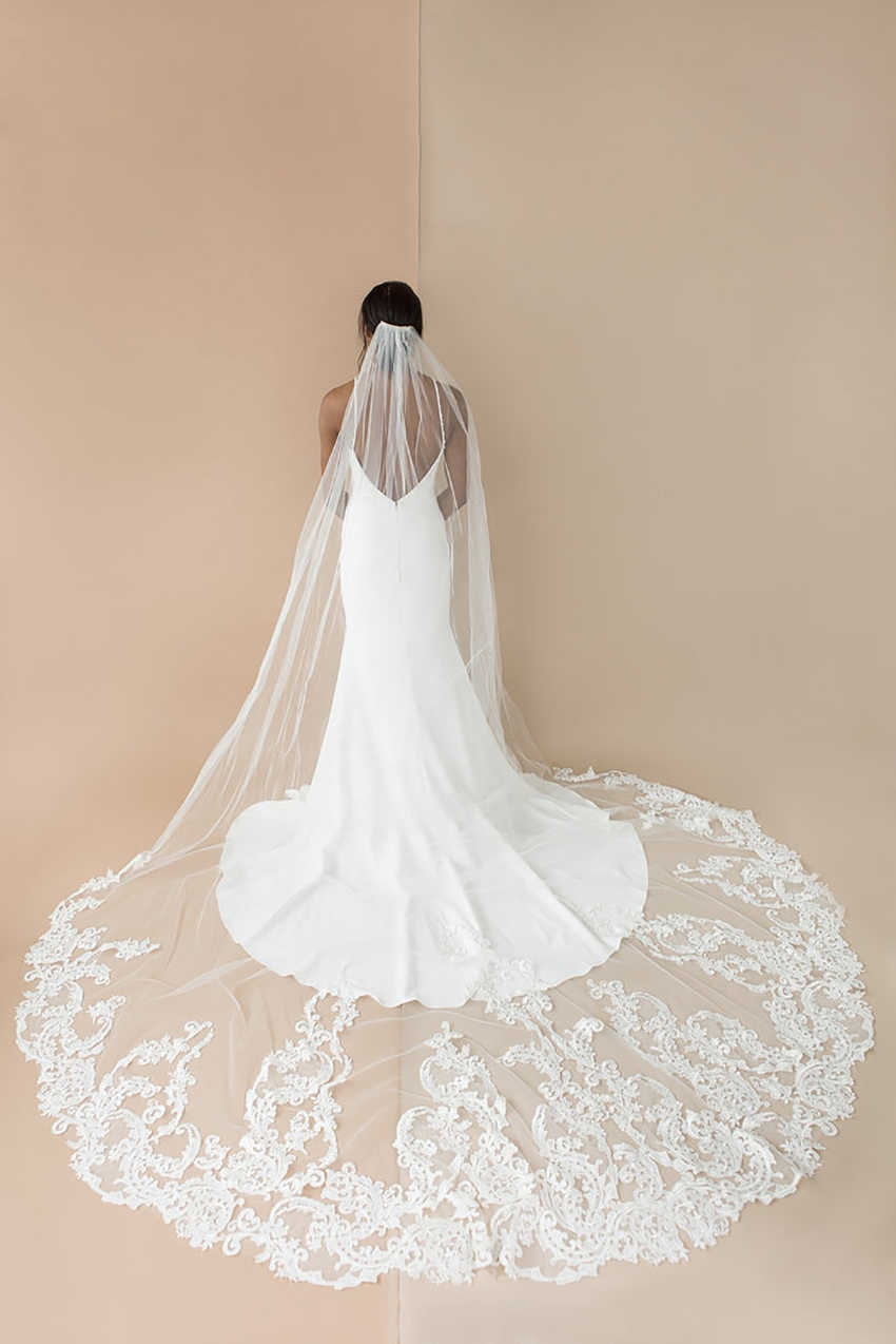 Lace Bridal Veils 1 Tier Soft 3 Meters Mesh With Comb Wedding Party Bride Hair Accessories for Women and Girls
