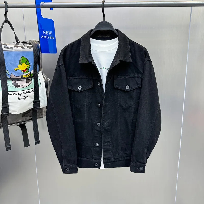 Spring Chinese Dragon Embroidered Denim Jacket Fashion Men Loose 240428