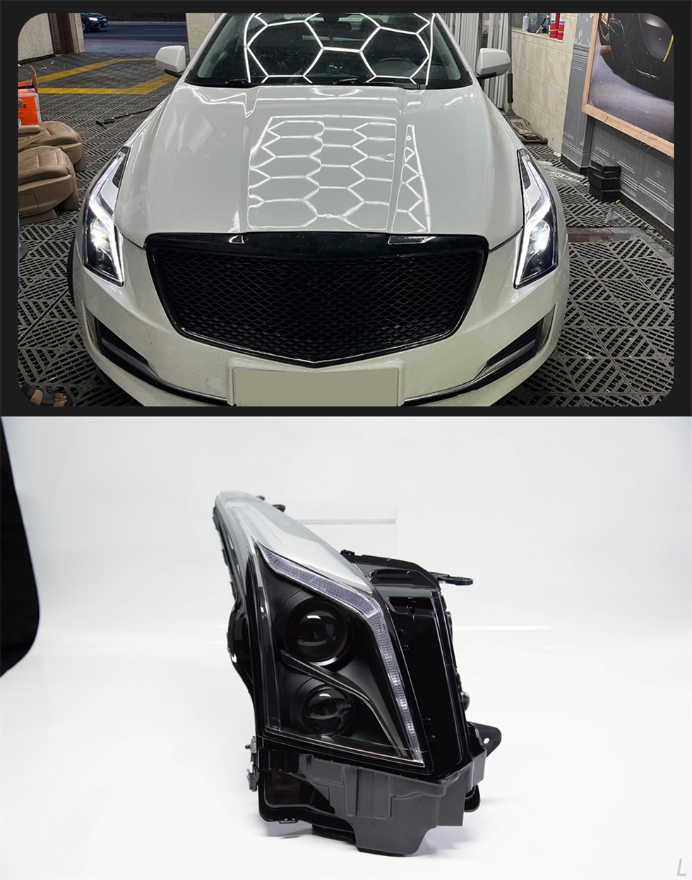 Headlight For Cadillac ATS 2014-20 17 LED Streamer Steering Day Running Turning Signal Head Lamps Assembly