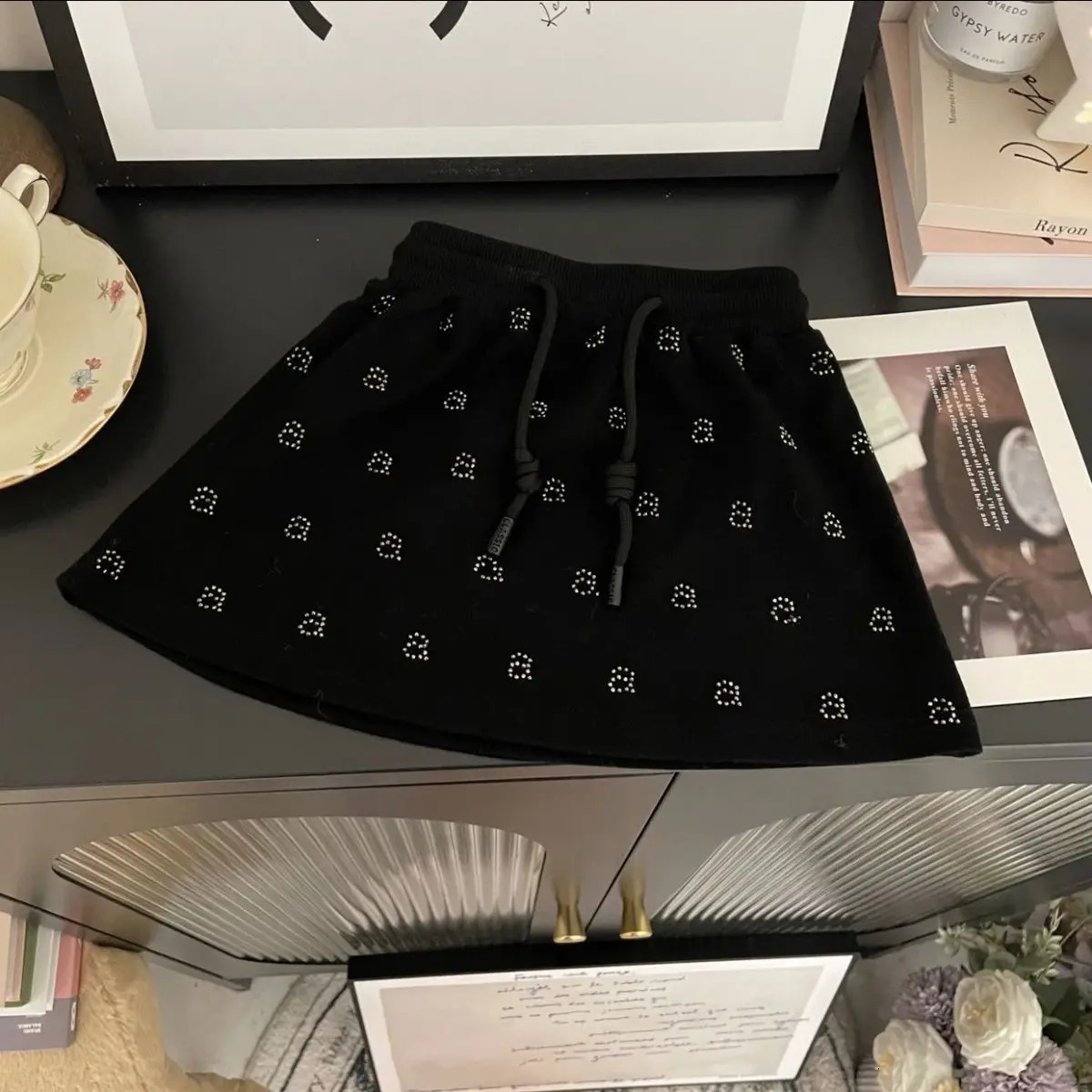 Summer Set For Womens Fashionable Korean Printed Letter Short Sleeves T Shirt half Length Skirt 240423