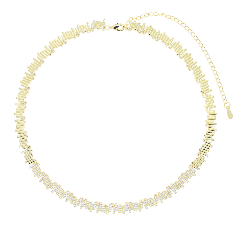 Iced Out Bling Rectangle 5A Cubic Zirconia Choker Necklace Multi Short Bar Cz Charm Fashion Women Girl Jewelry