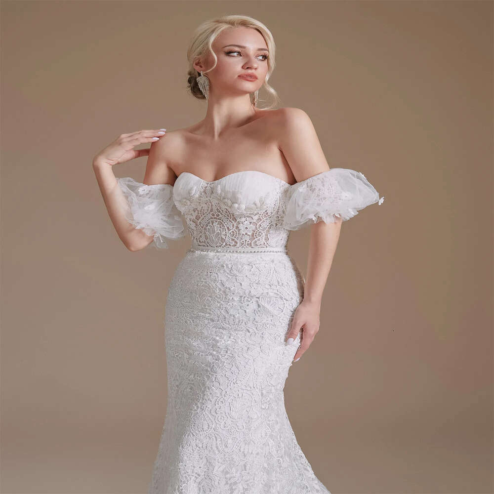 Mermaid Mira Dresses Designer Zwillinger Sheer Glamorous Off Shoulder Wedding Dress Lace Applique Pearl Sequin Floor Length Bridal Gowns Vestidos
