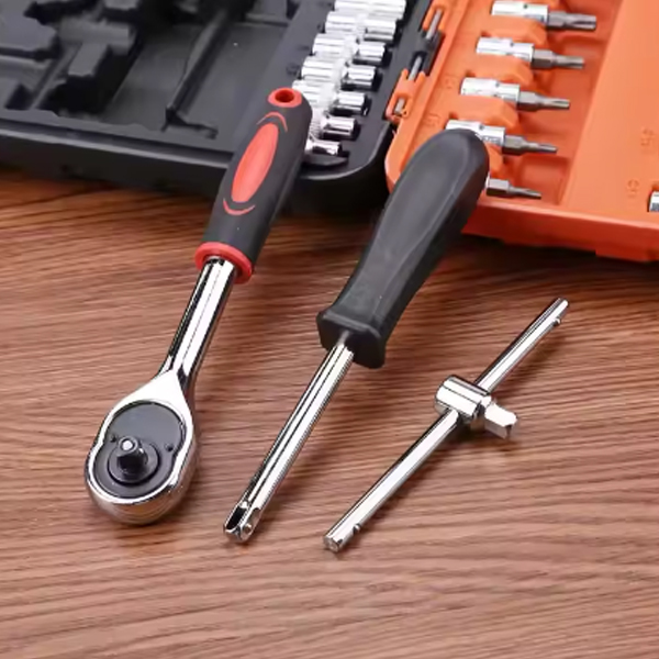 Versatile 53 Pieces Car Repair Ratchet Spanner Set Compact Organized Boxed Mechanics' Essential Tools